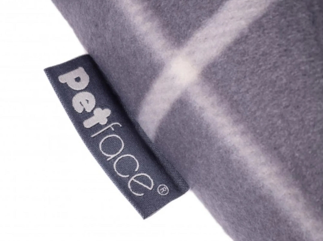 Grey Check & Faux Sheepskin Pet Pillow