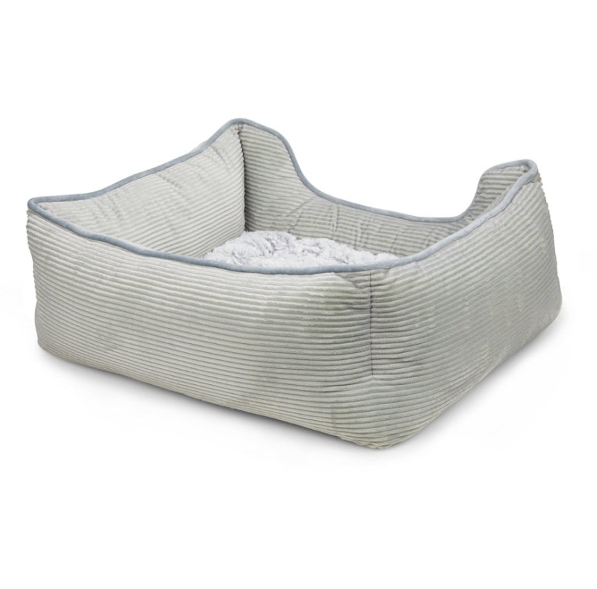 Grey Square Dog Bed With Shhh... I'm Snoozzzzing Embroidery