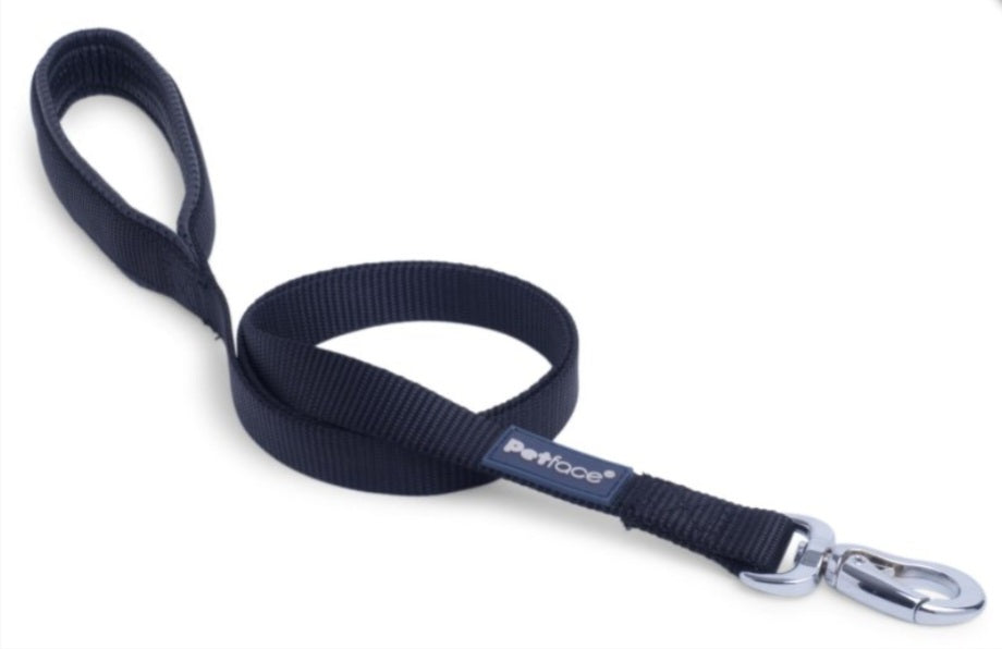 Padded Nylon Dog Lead Black