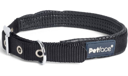 Black Padded Nylon Dog Collar