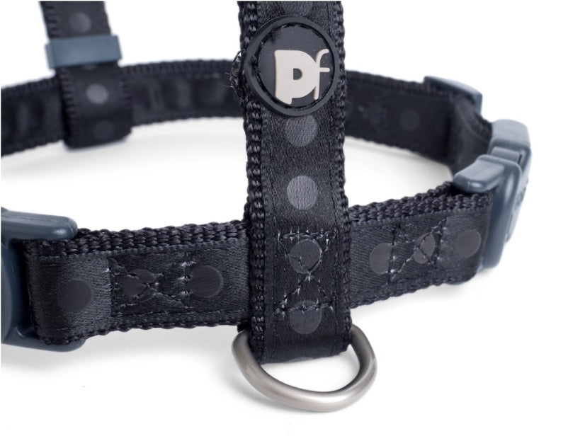 Black Tonal Spots Dog Harness