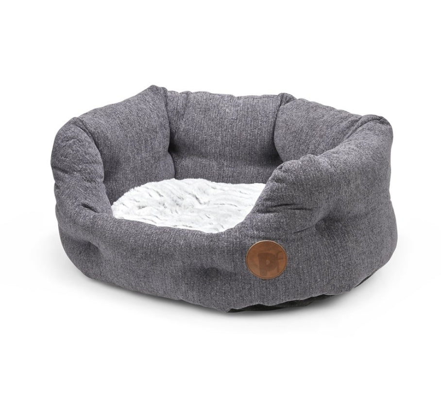 Slate Grey High Oval Pet Bed