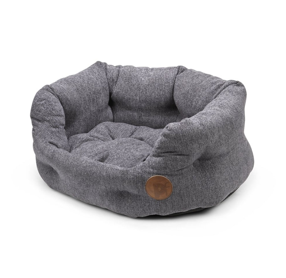 Slate Grey High Oval Pet Bed