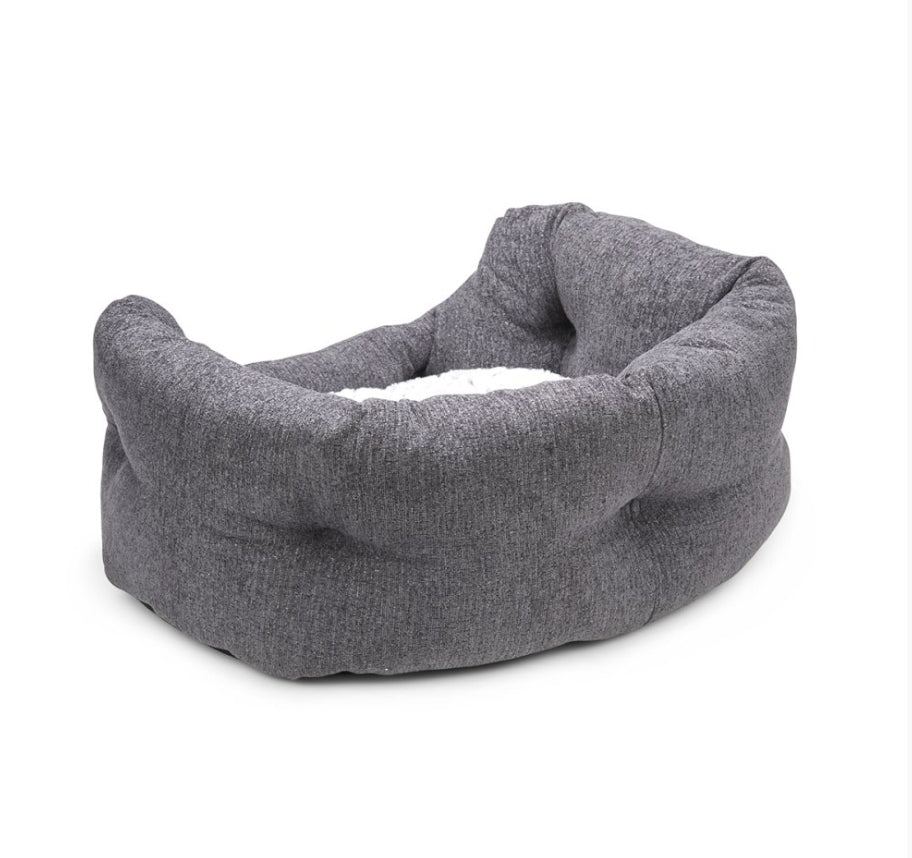 Slate Grey High Oval Pet Bed