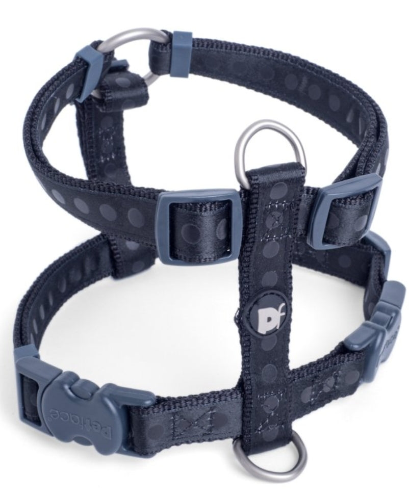 Black Tonal Spots Dog Harness